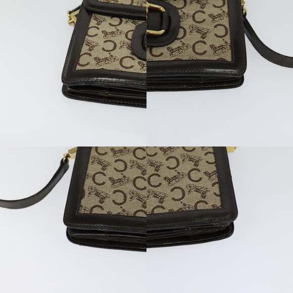 CELINE C Sulky Shoulder Bag Canvas Brown Gold - Picture 10 of 13